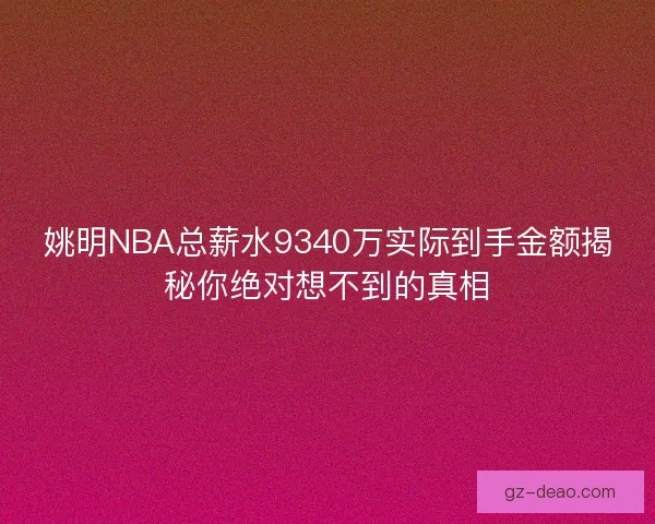 姚明NBA总薪水9340万实际到手金额揭秘你绝对想不到的真相